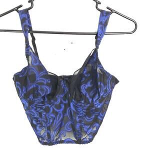 Expressions Corset Womens Small Sexy Butterfly Fairy Sheer Boning Blue Black